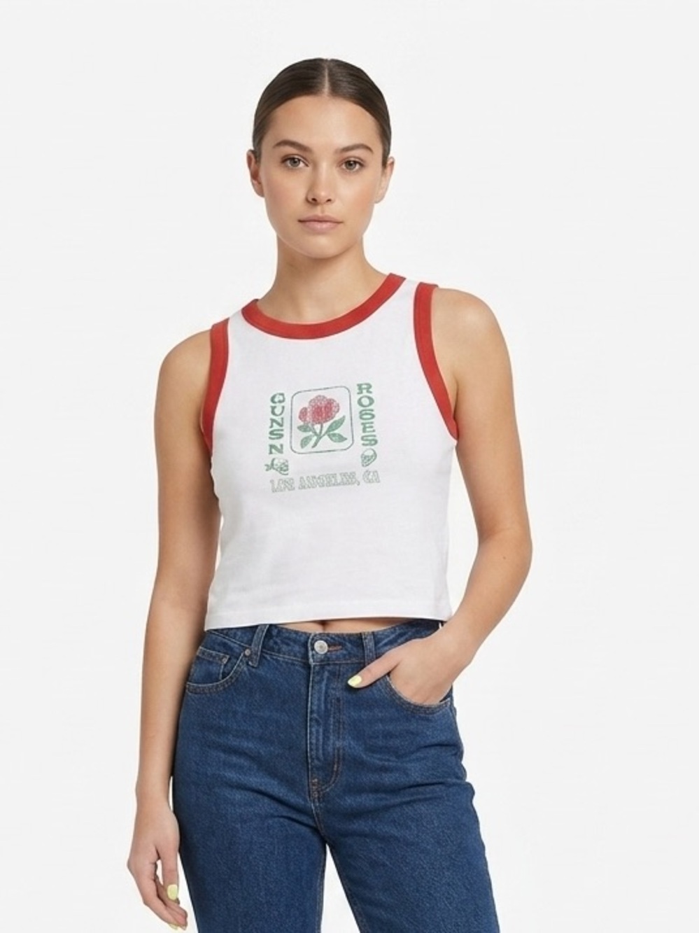 Guns N' Roses Los Angeles Ringer Crop Tank Size S Vintage retro Grunge band tee